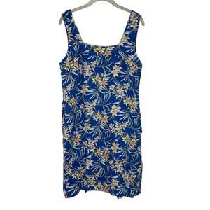 Caslon Women’s Blue Hawaiian Floral Square Neck Sleeveless Dress Size M